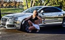 Audi A5 and blonde girl - Full HD Wallpaper