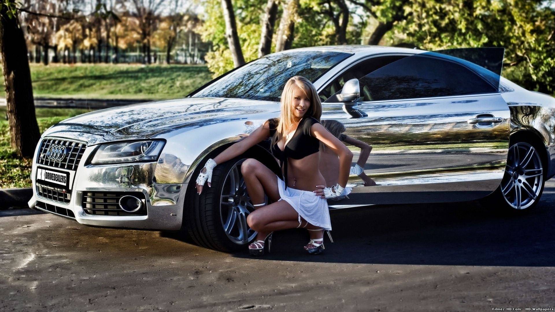Audi A5 and blonde girl